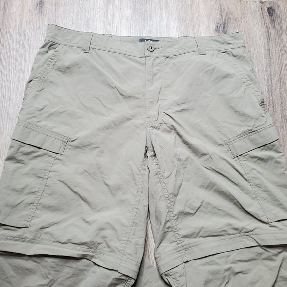 REI Convertible Cargo Hiking Pants Men 40x32 Khaki Green Shorts Packable Outdoor - Picture 2 of 11